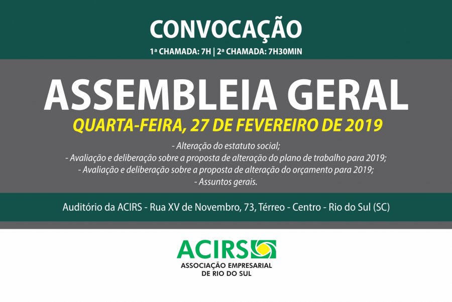 Convocação para Assembleia Geral Extraordinária da ACIRS