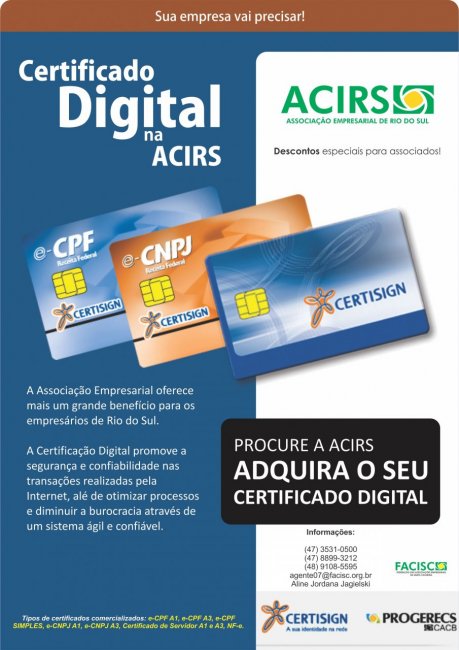 Faça seu Certificado Digital na ACIRS