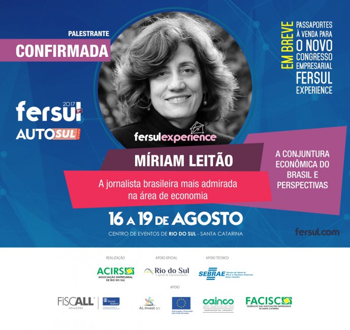 Míriam Leitão estará na nova FERSUL