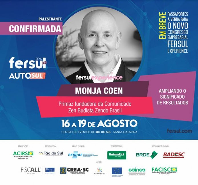 Monja Coen estará na FERSUL 2017