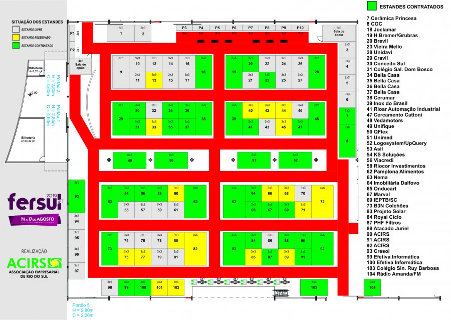Chega a 50 a quantidade de estandes contratados para a FERSUL 2019