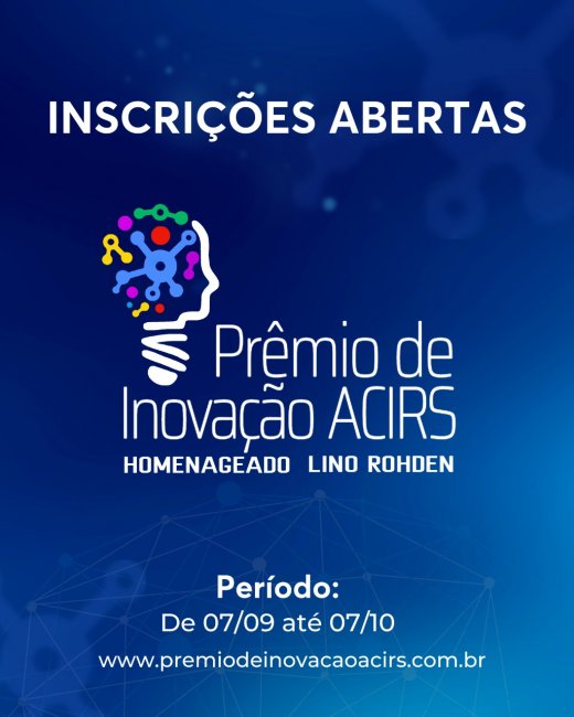 Inscrições para o prêmio de Inovação da Acirs iniciaram nesta quarta-feira (07)