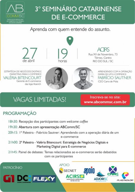 ACIRS receberá o 3° Seminário Catarinense de E-commerce