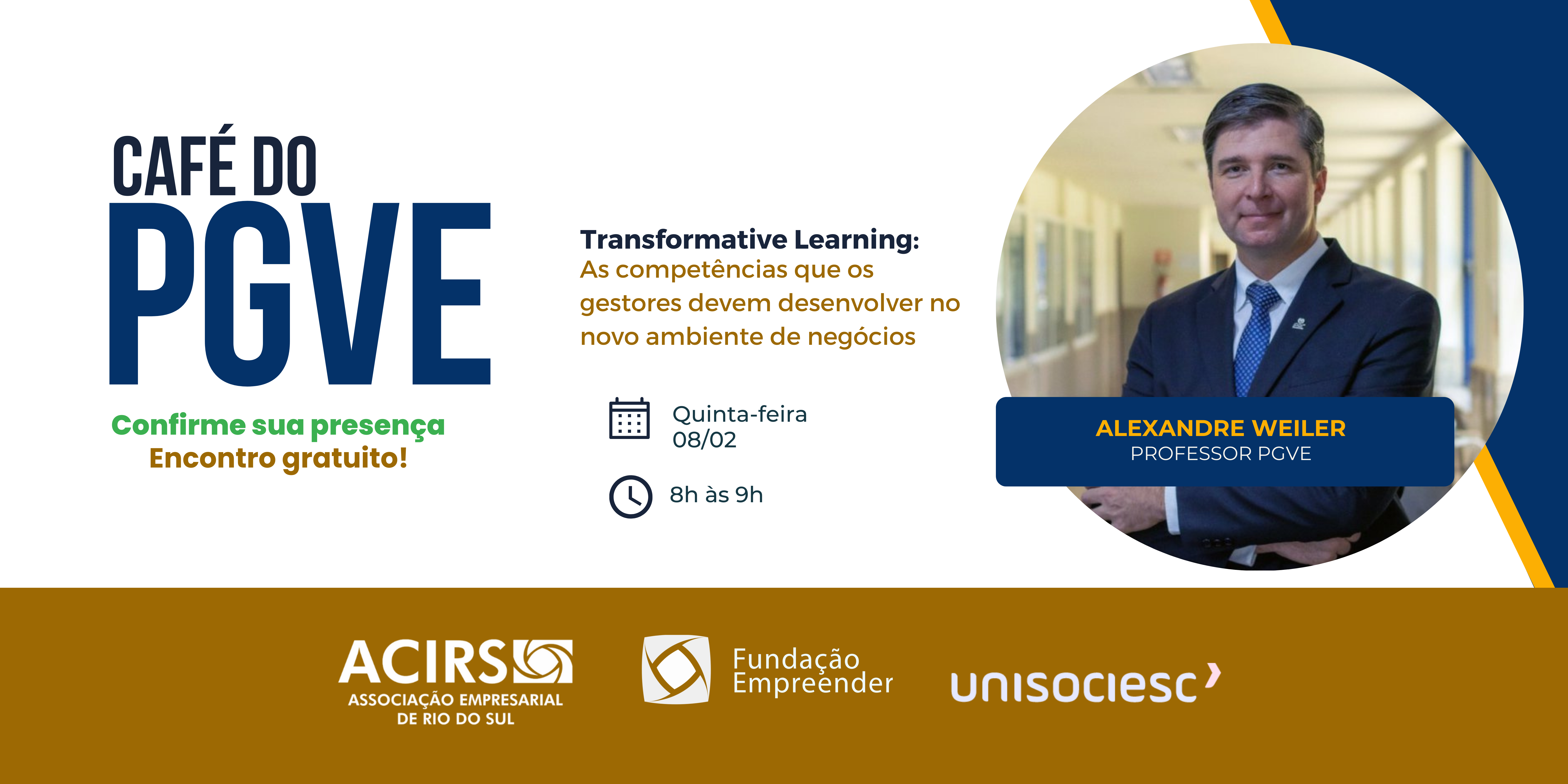 Participe do Café do PGVE e explore “Transformative Learning” com o Professor Alexandre Weiler