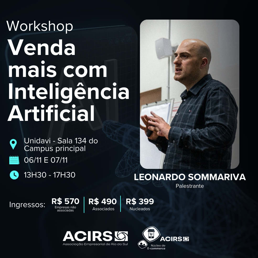 ACIRS promove workshop para aumentar vendas com Inteligência Artificial