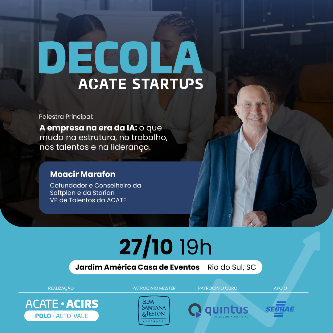 Imagem destaque na postagem Empresas de tecnologia do Alto Vale são convidadas para nova edição do Decola ACATE Startups